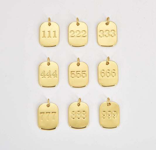 Gold Filled Angel Number Charm Mini Tag Lucky Number, CP1839: 888