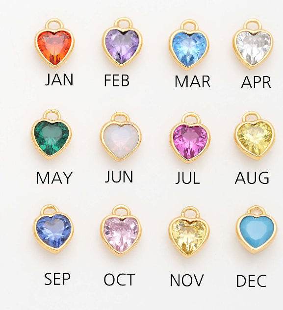 Birthstone Color Heart Charm