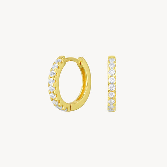 Small Pavé Hoops: Gold/Clear / Pair
